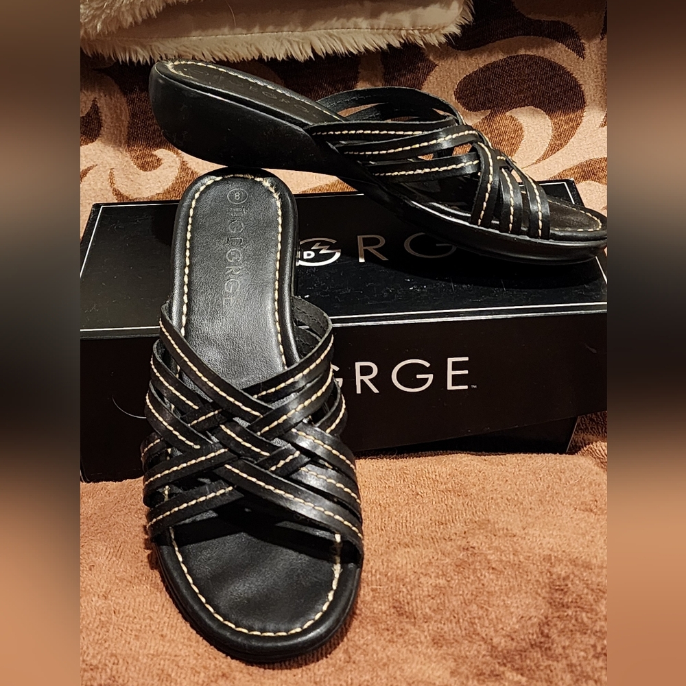 George Women's Black Crisscross Sandals